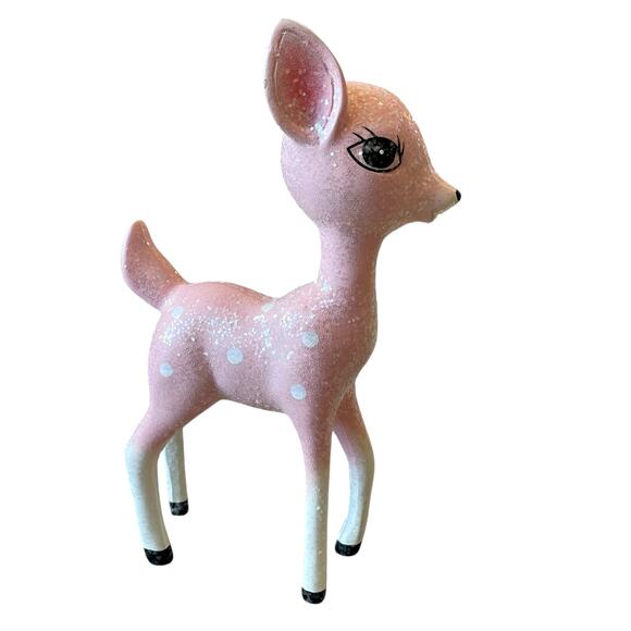 34th & Pine Pink Glitter Christmas Reindeer 9in Holiday Decor Viral NEW - Picture 11 of 11
